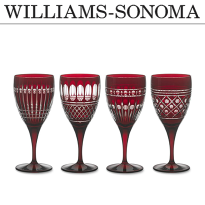[해외][윌리엄 소노마] Regency Garnet Cut Wine Glasses Set of 4